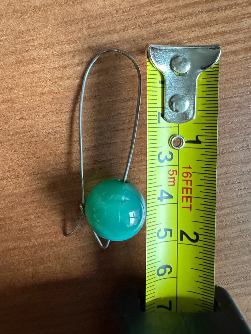 Teal Glass Bead Drop Earrings - Minimal Wire Hook - Blue Green Hue